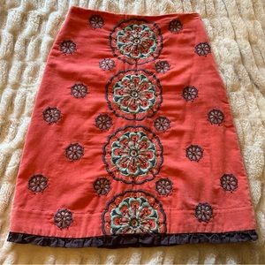 Fei Anthropologie Velvet Beaded & Embroidered Skirt.